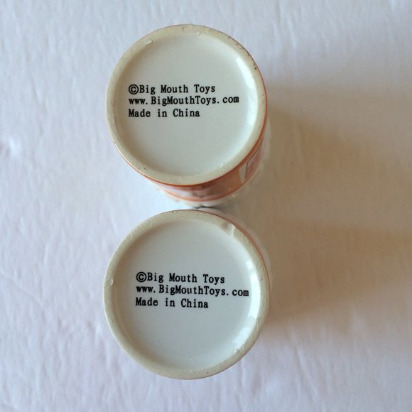 Prescription Pill Bottle Shaped Shot Glass X 2 Orange Ceramic Big Mouth Toys - Picture 6 of 11
